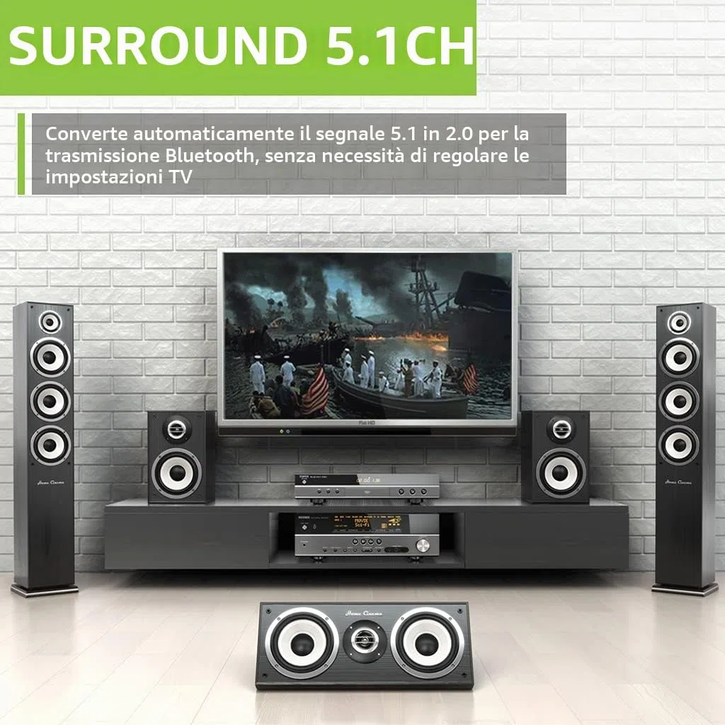 Avantree Orbit Bluetooth 5.0 Trasmettitore Adattatore Audio TV con Display LCD, Doppia Antenna a Lunga Portata, Pronta per Netflix Prime, aptX a Bassa Latenza per 2 Cuffie, Collegamento Soundbar