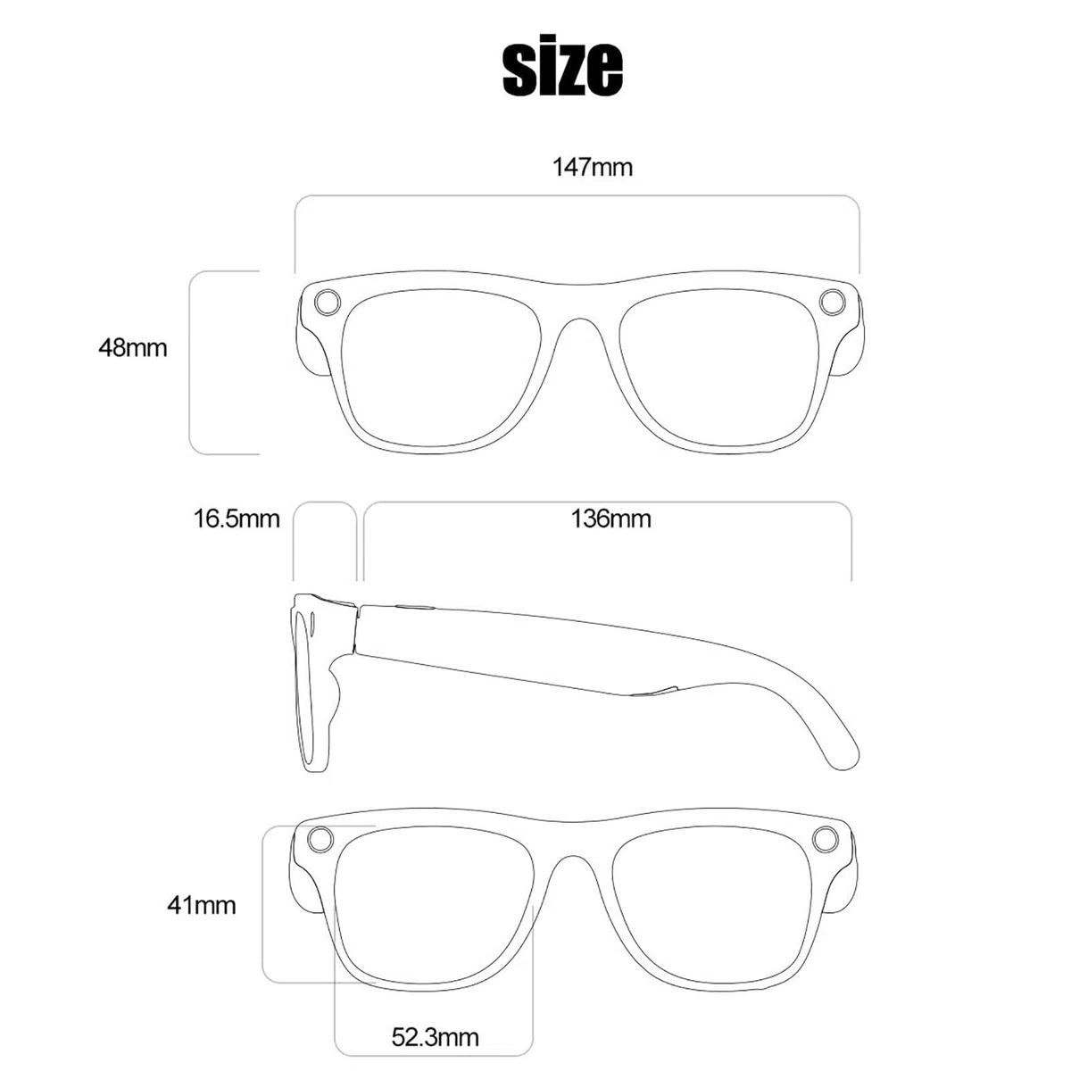 AI Smart Glasses, Bluetooth con fotocamera (1920 * 1082), riconoscimento e traduzione + chiamata musica + doppio altoparlante (nero, nero)