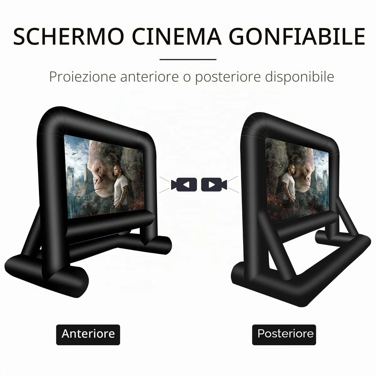 Schermo gonfiabile per esterni, schermo di proiezione, pacchetto con telaio, ventilatore, corda, picchetti, borsa quotidiana (16 piedi)