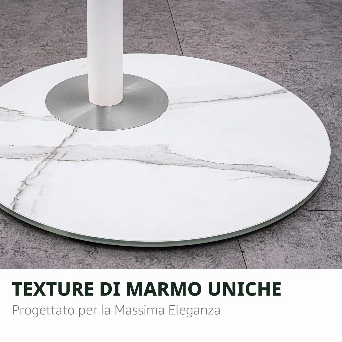 FITUEYES Supporto TV da pavimento di in stile scandinavo per supporto TV ad angolo da 32" a 60" serie Master con base in vetro strutturato Rockslab Gestione dei cavi nascosta