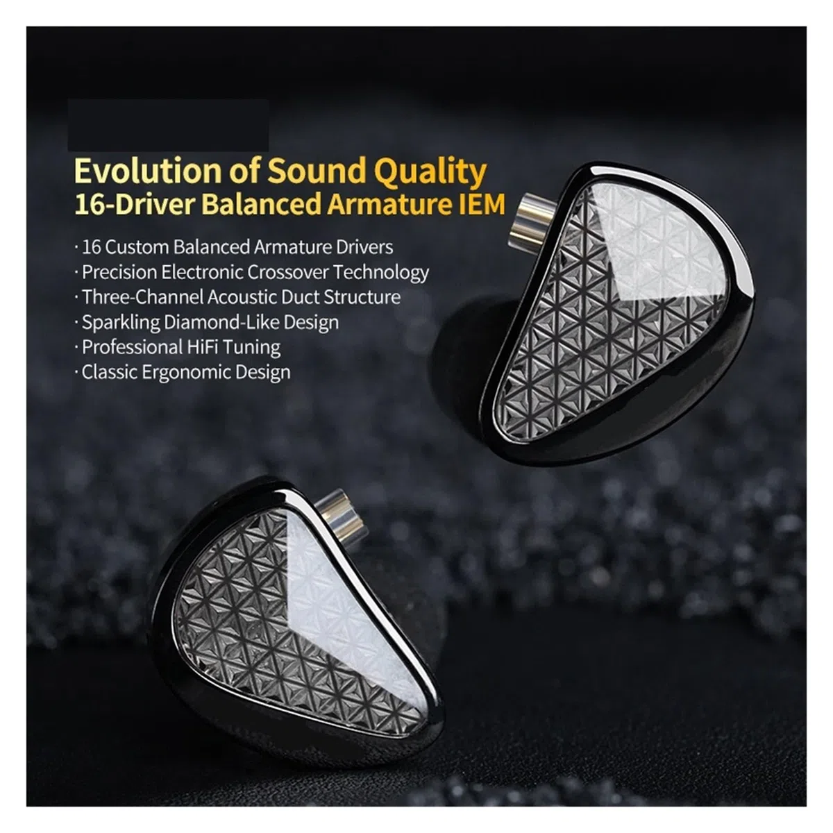 Auricolare intraauricolare 8 Cuffie con armatura bilanciata Auricolare monitor HiFi ad alta qualità del suono(Black no mic)