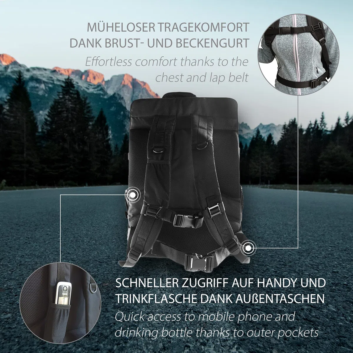 Zaino professionale appositamente adatto per DJI Avata 2 Combo – Fly More Set – Made in Germany, Nero , Zaino