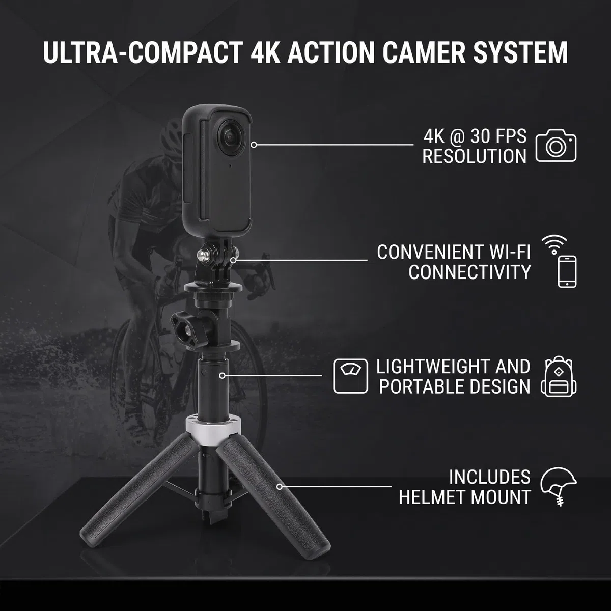 Haofy Action Camera 4K 30fps, Wide Angle 142 Gradi, Fotocamera Sportiva, | Supporto Magnetico per Casco POV, Batteria 800mAh, Scheda 512GB, Apertura F1.7, per Ciclismo, Animali Domestici e Vlogging