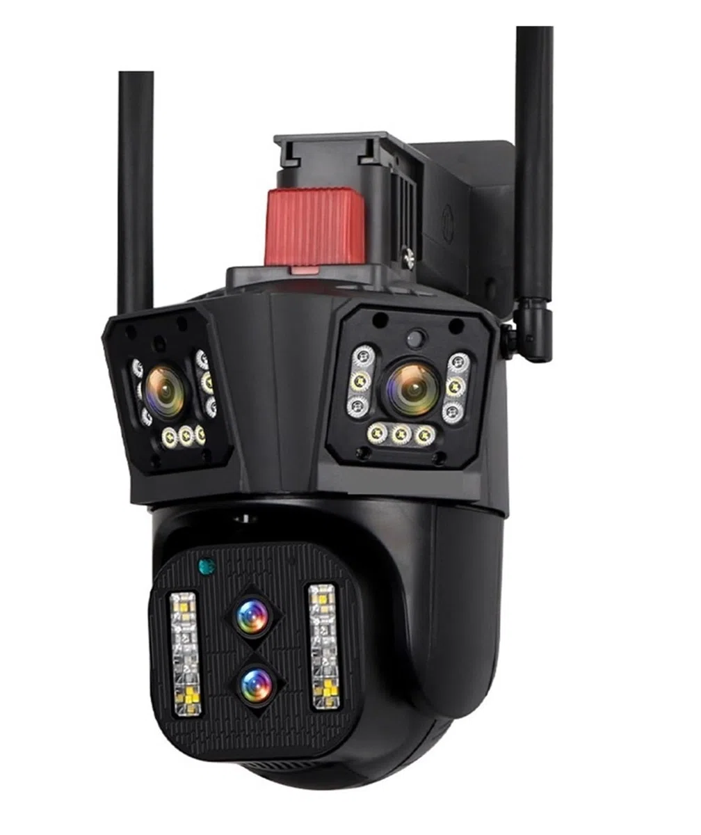Telecamera di Sicurezza Esterna Telecamera IP 8K 4x4MP Esterna 6K PTZ Multi Obiettivo Tre schermi Zoom Ottico 10X Monitoraggio Automatico CCTV con Audio bidirezionale(8K 10xZoom ADD 32G)