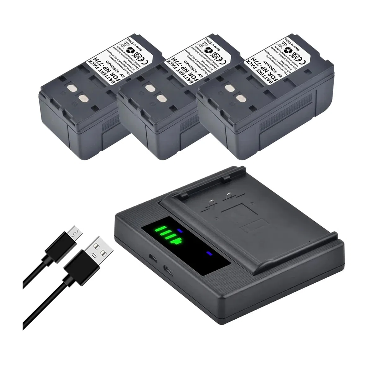 Batteria Di Ricambio For Fotocamera Ni-Mh NP-77H NP 77H NP77H Da 4200 MAh, Compatibile Con Sony, For NP-66 NP-67 NP-68 NP-77 NP-98 NP-77H NP-55(3 Battery Set)