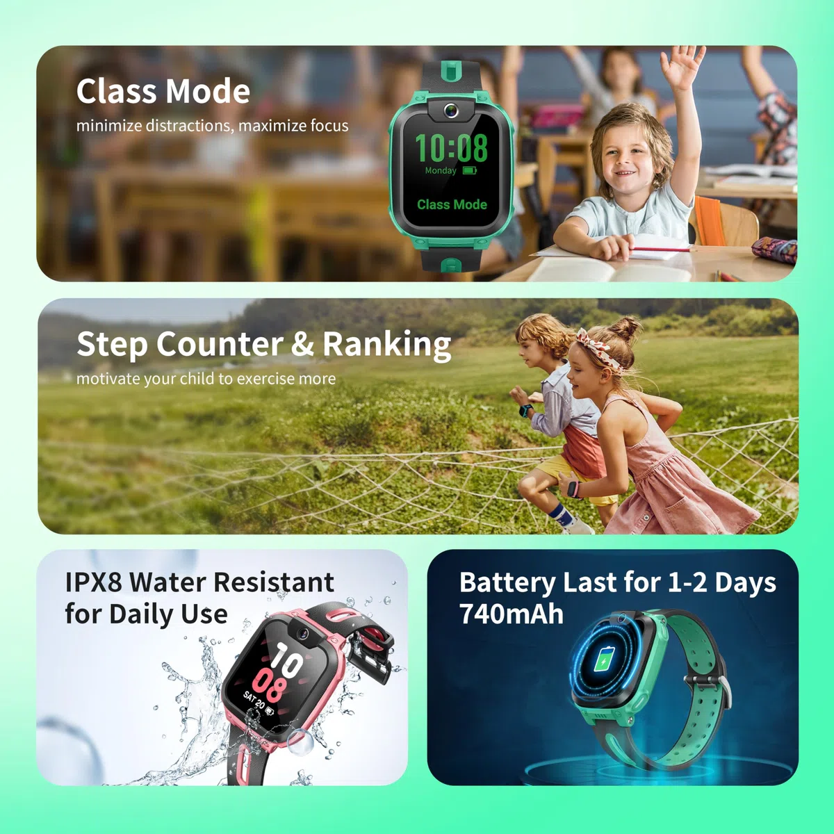 imoo Z1 smartwatch per bambini, smartwatch, smartwatch per bambini, telefono con video e telefonata bidirezionale, orologio GPS per bambini con localizzazione in tempo reale e resistenza all'acqua di