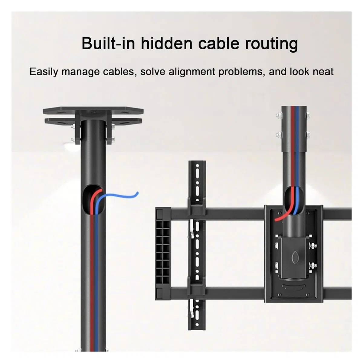 KEuLen Supporto per TV da Soffitto, Supporto da soffitto for TV inclinabile e Girevole, Adatto for TV da 39 a 90 Pollici, Fissaggio con Vite di espansione
