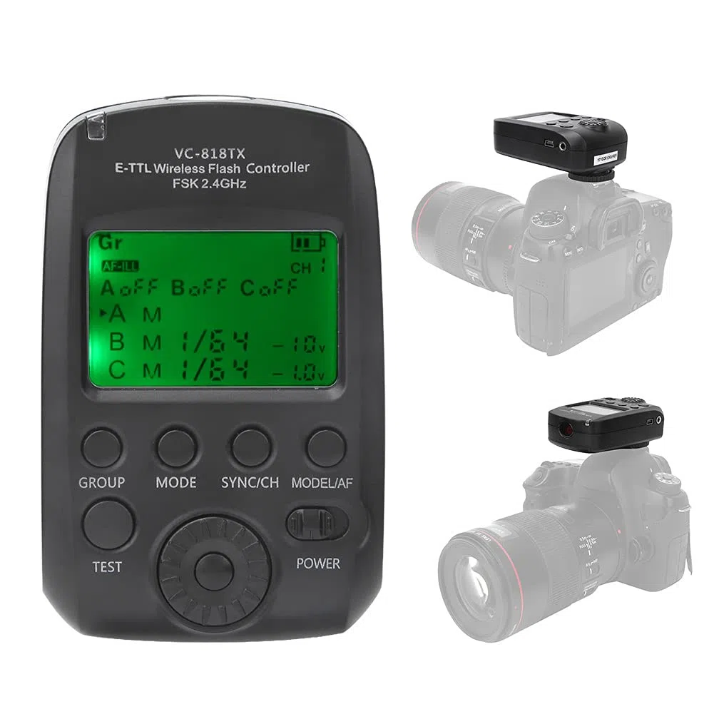 VC-818TX Trigger, VISICO VC-818TX E TTL Flash Trigger Trasmettitore E-TTL Wireless 2.4G Supporto Massimo per 1 8000s Sincronizzazione Ad Alta velocità Supporta 8 Canali 30ID