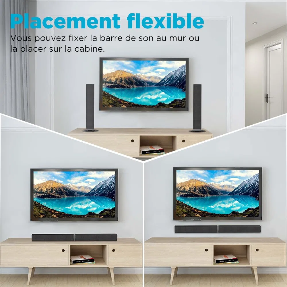 Bluetooth Soundbar per TV, 32 Inch Staccabile 2 in 1 Sound Bar per Televisore con Audio Potente, Altoparlanti per TV per Home Theater Audio, 2.0 canali con OPT/ARC/AUX, 1pcs