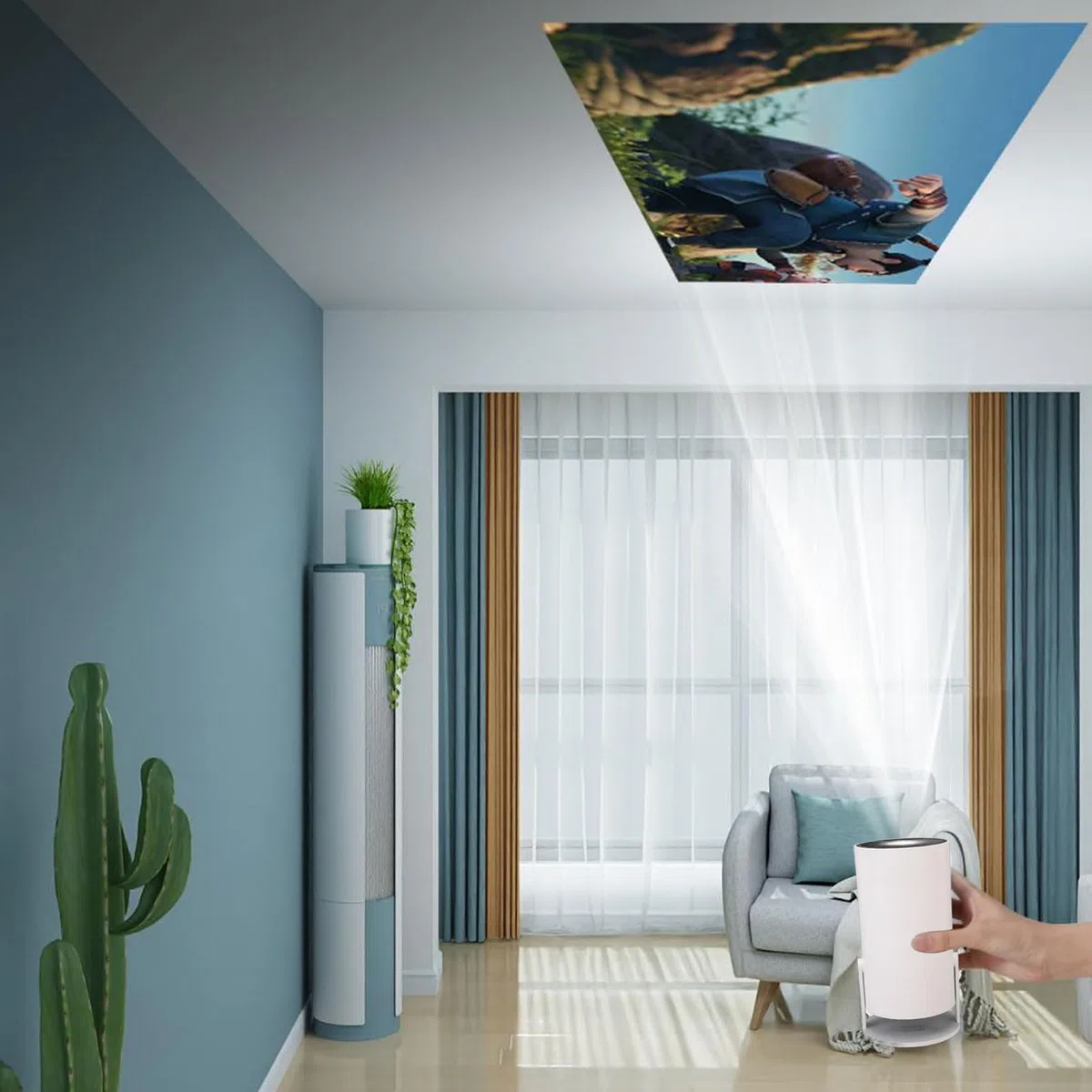 Mini Proiettore 4K con WIFI 5G e Bluetooth, Proiettore Cinematografico per Esterni da 1 GB +8 GB Girevole a 270 Gradi con Correzione Automatica, Proiettore Home Theater da (Spina
