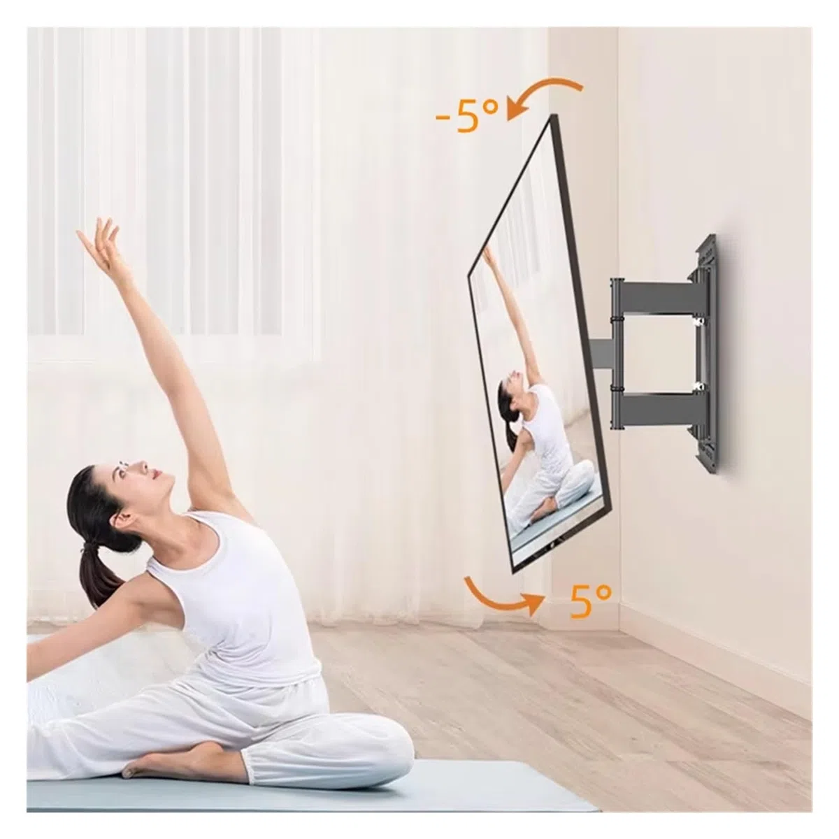 Supporto Da Parete Telescopico for TV A Movimento Completo for Piatto/curvo Da 32-65 Pollici, | Bracci articolati estensibili larghi, VESA 400x400mm
